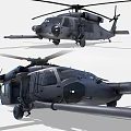 Military Helicopter With Dark Exterior Rotor Blades Fuselage And Structural Details
