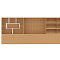 Wooden Bookcase With Multiple Shelves Grid Design And Bottom Cabinets