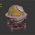 Decorative Globe Ornament Set with Wooden Stand and Intricate Design Elements