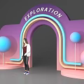 Exploration Themed Event Entrance With Purple Pink Blue Arched Design And Colorful Spheres