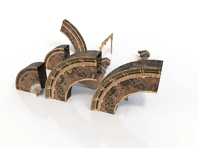 Traditional Architectural Arch Structures With Wooden Carved Details And Decorative Models 3d model