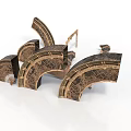 Traditional Architectural Arch Structures With Wooden Carved Details And Decorative Models