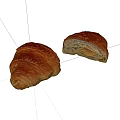 Fresh Golden Brown Croissants Whole and Sliced with Flaky Layers