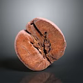 Close Up View Of Split Roasted Coffee Bean With Rich Texture And Glossy Surface