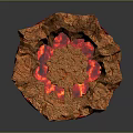 Artistic Lava Like Sculpture With Multi Petaled Structure And Glowing Red Orange Hue
