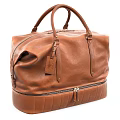 Brown Leather Duffel Bag Featuring Cash Filled Interior Zipper Closure And Leather Tag