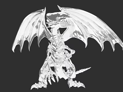 Detailed Transparent Dragon Sculpture Model With Winged Design And Sharp Claws 3d model
