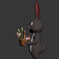 Cute Reptile Holding Basket With Colorful Easter Eggs And Flowers
