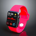 Pink Strap Smartwatch With Screen Displaying Time Date Weather And Health Metrics