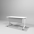 White Modern Office Desk With Rolling Wheels And Storage Cabinet Design