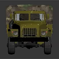 Yellow Military Transport Truck With Camouflage Cover And Large Tires