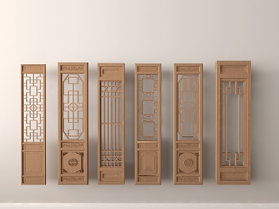 New Chinese style single door interior door screen partition 3d model