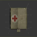 Durable Medical Furniture Setup In Red Cross Tent With Standing Person Nearby