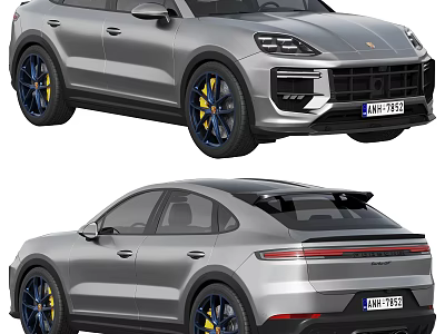 Silver SUV Cars With Blue Wheel Accents And Modern Exterior 3d model