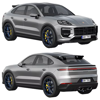 Silver SUV Cars With Blue Wheel Accents And Modern Exterior 3d model