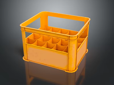 Yellow Plastic Bottle Carrier With Multiple Compartments For Beverage Storage 3d model