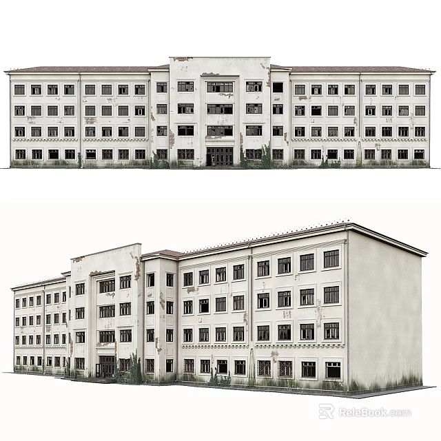 Modern Multi Story Hospital Building With White Exterior And Numerous Windows 3d model 