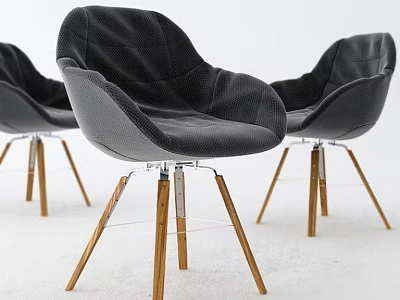 Modern Black Leather Leisure Chair With Ergonomic Design And Gold Metal Legs 3d model