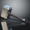 Mythic Hammer Weapon With Silver Metallic Textured Head And Brown Wrapped Leather Handle
