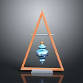 Hanging Blue Decorative Ornament In Wooden Triangle Frame For Home Decor