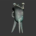 Ancient Chinese Bronze Ritual Vessel With Three Legs And Green Patina