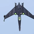 Black Fighter Jet With Green Accents And Transparent Cockpit In Flight