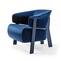 Black Leather Single Sofa With Modern Wooden Armrest And Comfortable Seating Design