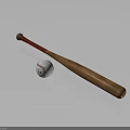 Sports Equipment Wooden Baseball Bat And White Baseball On Dark Background