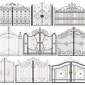 European-style wrought iron gate combination 3d model