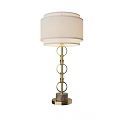 Modern Table Lamp With Golden Circular Ring Pole And White Fabric Shade 3d model