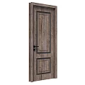 Modern Wooden Swing Door With Double Rectangular Panel Design And Black Handle