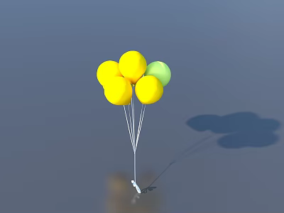 Bunch Of Yellow And Green Balloons With Shadows On Reflective Gray Background 3d model