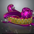 Pink Jester Hat With Diamond Quilted Pattern Yellow Trim And Silver Bells Decorative Design 3d model