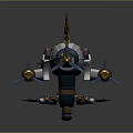 Steampunk Fantasy Airship Featuring Mechanical Wings Propeller And Blue Gold Accents