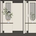 Modern Cream Partition Entrance Partition Glass Partition Green Plant Small Chandelier Entrance Partition Wall Changhong Glass Partition 3d model