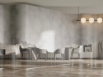 Modern screen partition cement wall partition 3d model