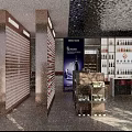 Liquor Store Interior With Imported Beer And Wine Display Shelves And Various Bottles