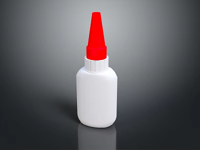 White Plastic Bottle With Red Spout Cap For Daily Household Supplies 3d model