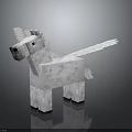 Pixel Art White Pegasus With Wings 3D Render In Minecraft Block Style 3d model