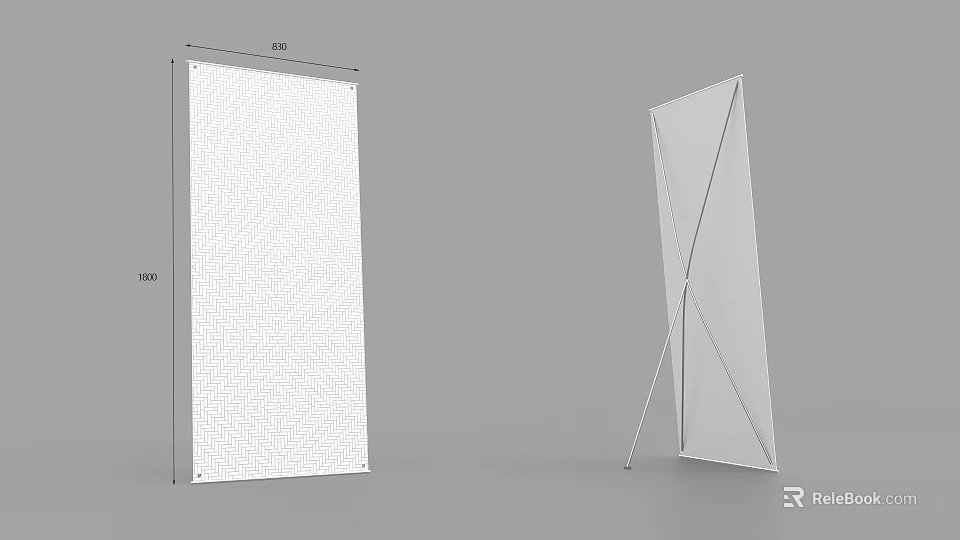 Billboard With Rectangular And Geometric Shape Designs Textured Surface Stand And Dimensions 1800x800 3d model 