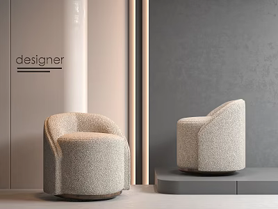 Designer Modern Textured Stools with Neutral Tones on Display Platform 3d model