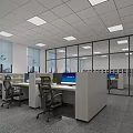 Modern Public Office Interior Design With Cubicles Computers Office Chairs And Glass Partitions