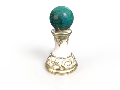 Decorative Green Marble Sphere on Gold White Ornate Base Home Living Essential 3d model