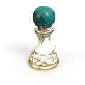 Decorative Green Marble Sphere on Gold White Ornate Base Home Living Essential