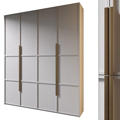 Modern Wardrobe Design With Sliding Doors Metal Handles And Light Colored Panels 3d model