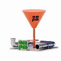 Vibrant Check in Photo Spot With Orange Funnel Metal Pipes And PM PM Green Logo