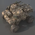 Modern Military Wheeled Tank Featuring Heavy Armor Weapon Camouflage Exterior and Large Tires