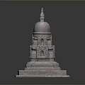 Traditional Stone Pagoda Architecture With Multi tiered Structure Dome Top And Square Base Design