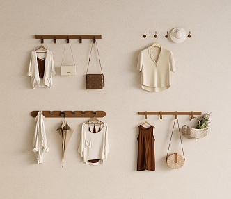 Clothes Hook Coat Rack Clothes Hanger Clothes Hanging Rod Clothes LV Bag Umbrella Wall Decoration Pendant Hole Board 3d model