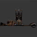 Heavy Duty Industrial Mechanical Equipment with Metal Frame Crane Arm and Platform on Dirt Ground